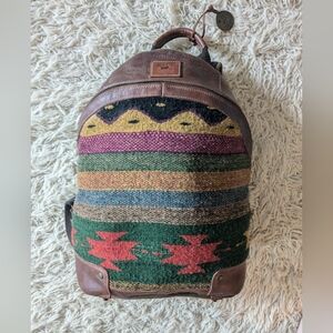 Will Leather Goods Oaxacan Dome Backpack | Cognac Leather and Woven Kilim Wool